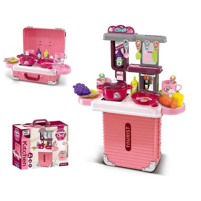 Кухня 3 в 1: кухня+валіза, висота 47 см, посуд, продукти, приладдя, в кор.  /24/