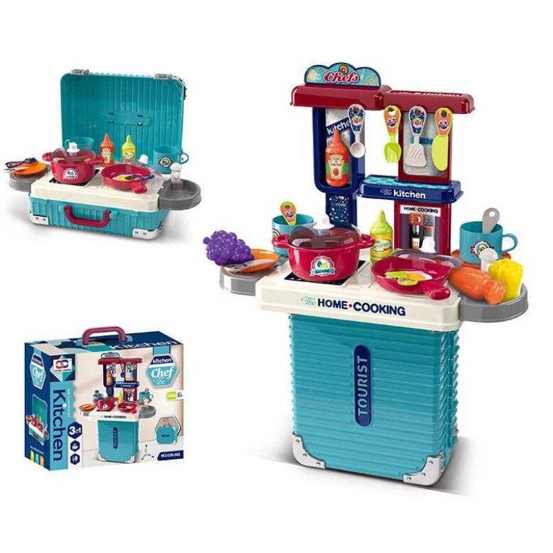 Кухня 3 в 1: кухня+валіза, висота 47 см, посуд, продукти, приладдя, в кор.  /24/