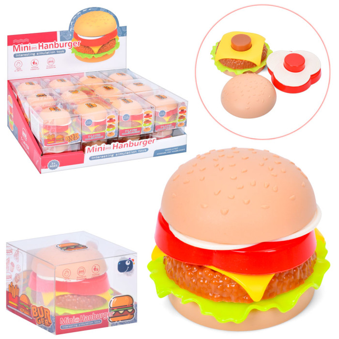 Продукти бургер, 6см, 7 дет, в слюді, /5/120/24шт в кор. 25,5-10-19см