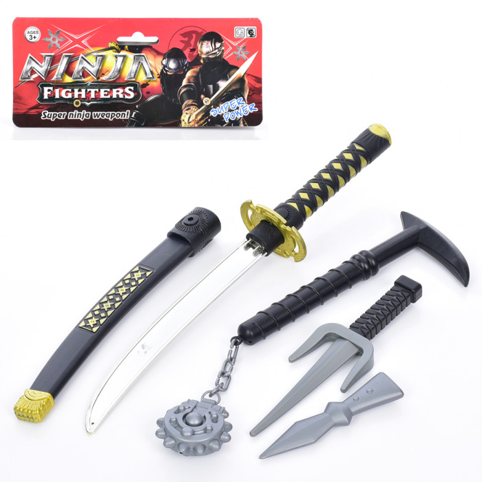 Набір зі зброєю 4 предмети (меч 47см, кинжал 24см, булава, дротик), в п/е 58-17-5см /48/