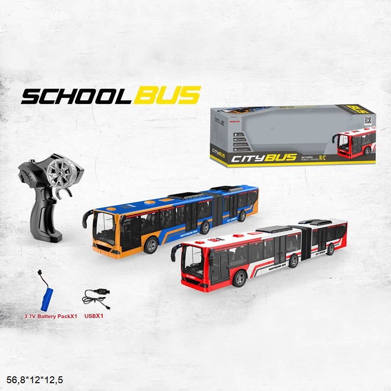 Р.К.Автобус (двосекційний) 666-676NA  акум.USB.світ.2кол.кор.56,8*12*12,5 /24/