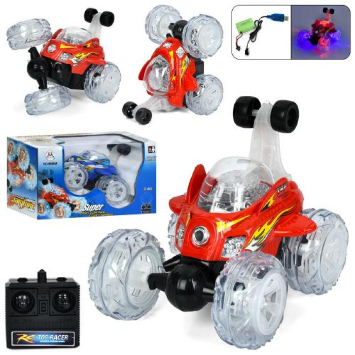 Р/К машина 2.4G, акум, 19см, трюкова, музика, світло, USBзарядне, 2 кольори, в кор-ці, 30-19-18см /24/