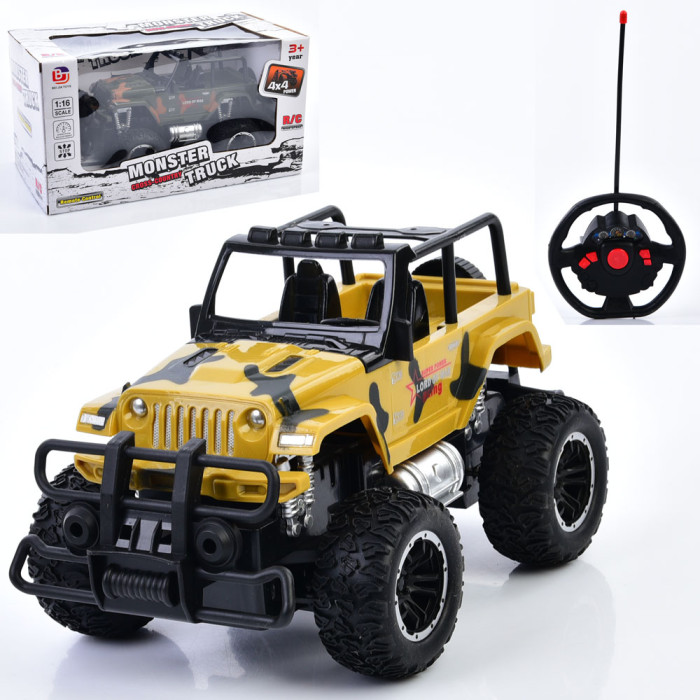 Р/К Джип , 23см, 1:16, військовий, гумові колеса, 2 кольори, на бат-ці, в кор-ці, 29,5-16-16см /24/