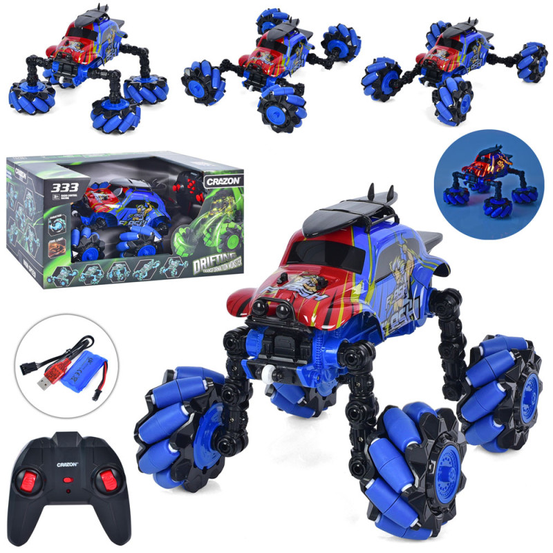 Р/К машина ,2.4G,32см,акум,USB-заряд,роликові колеса,світло,трансформується,корпус,що не б'ється,в кор-ці,45-25-23см /4/