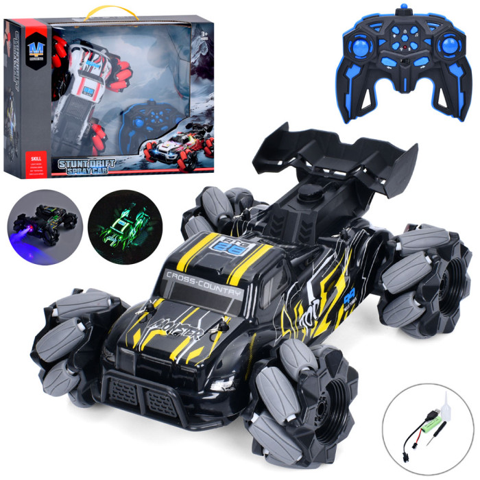 Р/К машинка 2,4G, акум, 21см, пара/дим,звук, світло, колеса-ролики,корпус не б'ється, USBзарядне, 2 кольори, в кор-ці,36,5-28-11см /12/