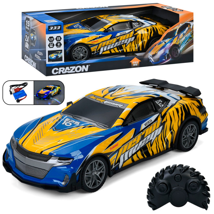 Р/К машина 2,4G, 1:12, акум, 39см, світло, гумові колеса, корпус не б'ється, USB-зарядне, в кор-ці, 44-21-16см /8/