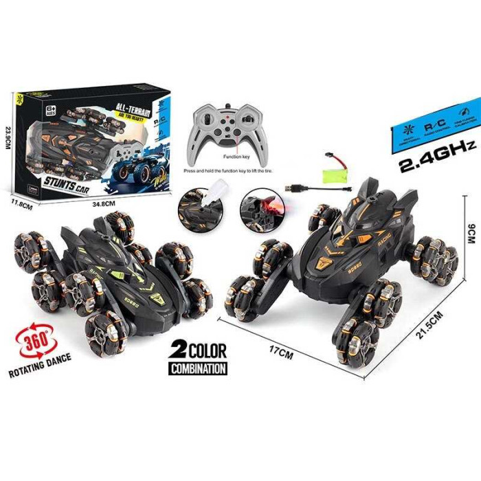 Машина на Р/К акумулятор 3.7 V, пульт 2.4 G, парогенерація, роликові колеса, обертається, трансформація коліс, в кор. 34,8*11,8*23,9 см /24/