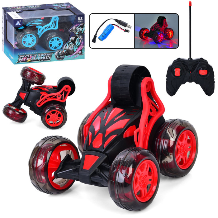 Р/К машинка, акум, 17,5см, музика, світло, трюкова, оберт360, USBзарядне, в кор-ці, 25-17-17см /18/