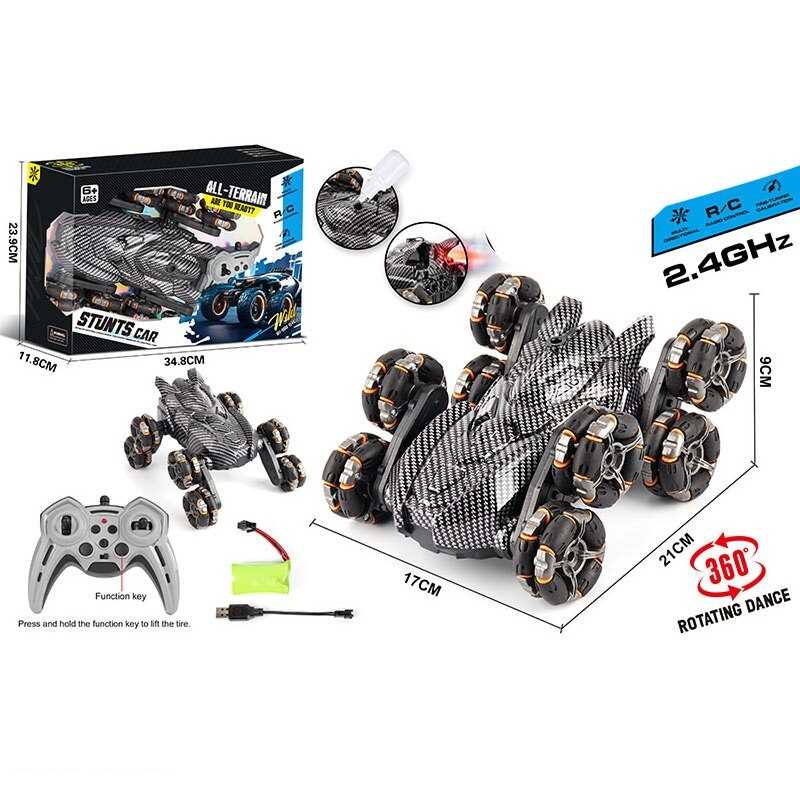 Машина на Р/К акумулятор 3.7 V, пульт 2.4 G, парогенерація, роликові колеса, обертається, трансформація коліс, в кор. 34,8*11,8*23,9 см /24/