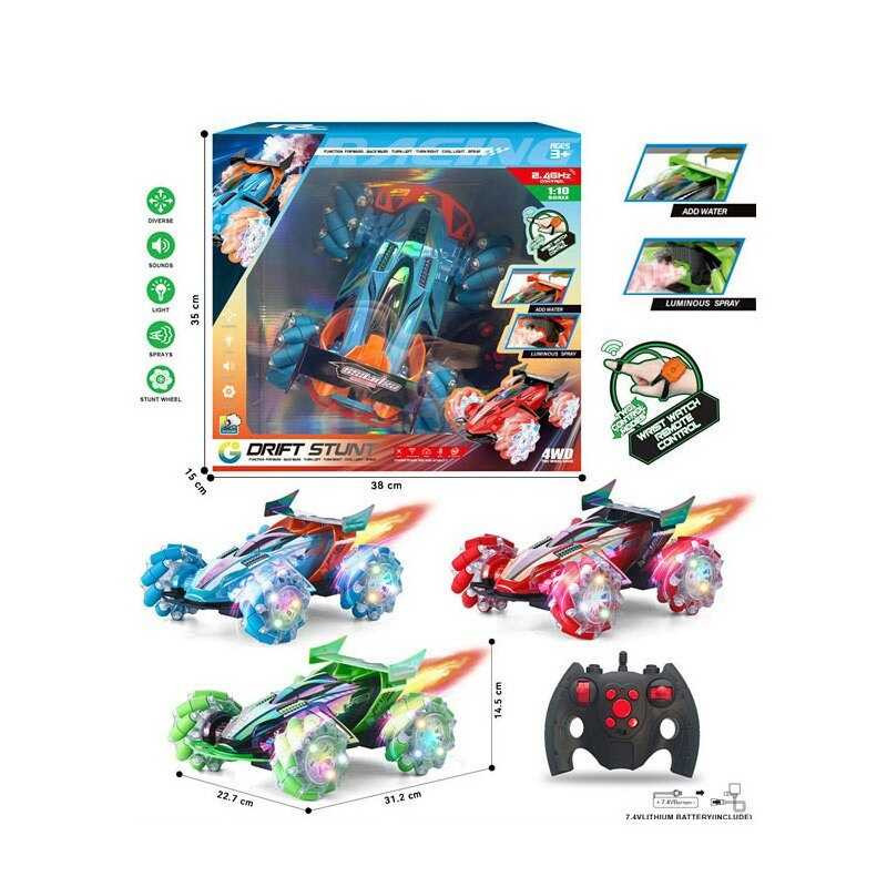 Р/К Машина 3 кольори, акумулятор 7.4 V, пульт 2.4 GHz, 4WD, масштаб 1:10, звуки, підсвічування, парогенератор, роликові колеса, в кор., МІКС ВИДІВ /18-2/