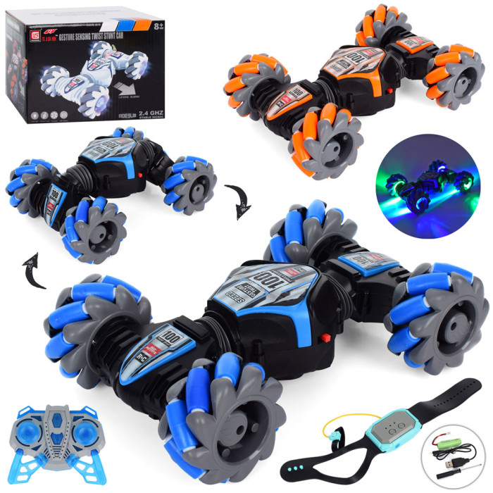 Р/К машинка 2,4G, акум, USB зар, 20см, світло, муз., кер. жест, 2 кольори, в кор, 19,5-13-14 /6/