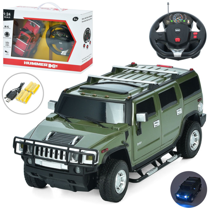 Р/К джип, Hummer H2, 1:24, акум, 21см, світло, гумові колеса, USBзарядне, 2 кольори, в кор-ці, 42-29,5-13см /8/