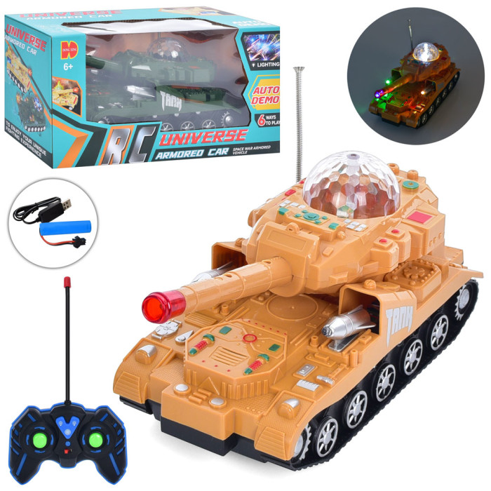 Р/К танк 30см, акум, USB-зарядне, звук, світло, 2 кольори, в кор-ці, 33,5-17,5-14,5см /12/