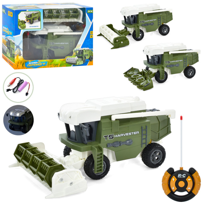 Р/К Комбайн 21см, аккум,USB зарядка,резиновые колеса,прицеп,2вида(микс цветов) в кор-ке, 30,5-20,5-12 /12/