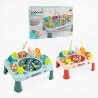 Риболовля 2 кольори, пісенька, 3 вудки, фігурки тварин, наліпки, 21 рибка, в кор.  /36/