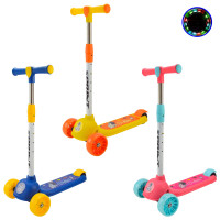 Самокат дитяч. 3-х кол. 2 колеса PU світло, заднє пластик, 3 кольори, в п/е /10/