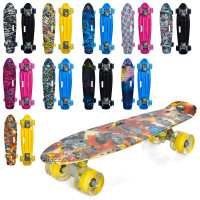 Скейт пенні,56-14см, колесаПУ,світл, малюнок, ручка, розібр.,10 видів,в кул. /10/