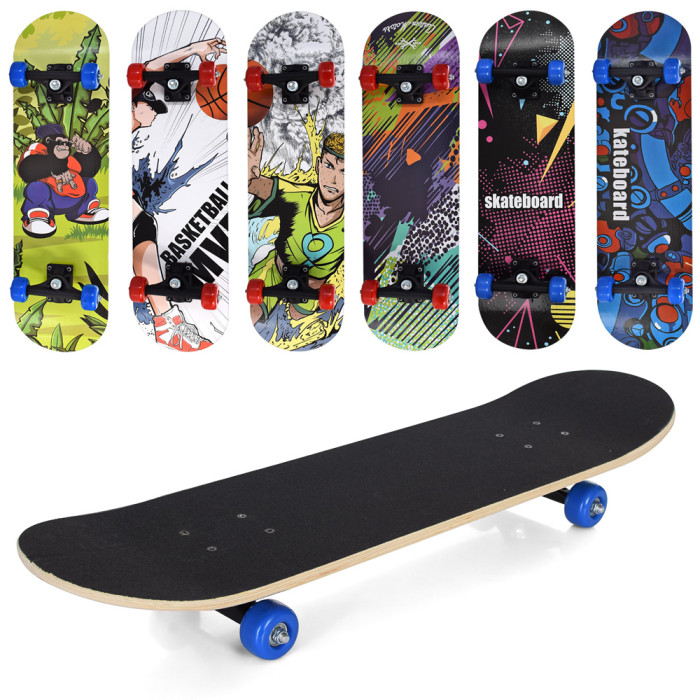 Скейт (наждак) 70-20,пласт.підвіска, кол.ПВХ, 7 шарів, 6 видів, 608Z, розібр., в кул. /6/