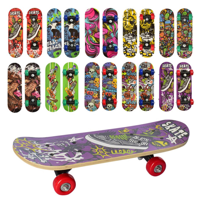 Скейт 60-15см,пласт.подвеска,колесаПВХ,10видов,разобр /10/