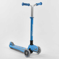 Самокат трехколесный Best Scooter, ГОЛУБОЙ, складной алюминиевый руль, 4 колеса PU со светом, d=12 см /4/