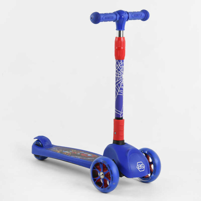 Самокат трехколесный  Best Scooter СВЕТ КОЛЕС И ДИСКОВ, складной руль, передние колёса PU 120х35мм, задние колеса PU 80х48мм /1/