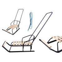 Санки дитячі з відкидною спинкою та підставкою д/ніг СИН+РУЧКА (8 поперечних планок сосна) в упак.