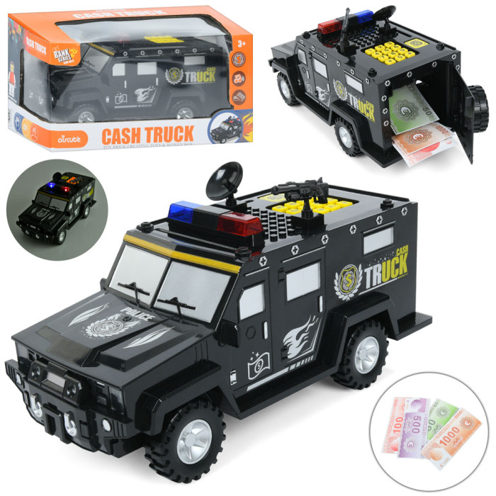 Машинка-скарбничка 30см, поліція, муз, звук, світло, гроші, бат, в кор-ці, 32-16-15,5см /12/