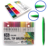 Набор линер+кисть двухстор., водн.основа,кисть 2мм, линер 0,4мм, 36цв.36шт/этик.