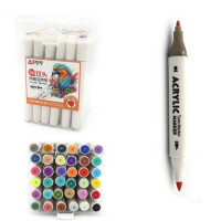 Набір акрил. скетчмаркерів двостор. Aodemei трикутн. корп. м'який+тверд., 36шт., plastic box Набір акрил. скетчмаркерів двостор. Aodemei трикутн. корп. м'який+тверд., 36шт., plastic box