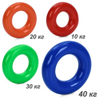 Еспандер кистьовий, кільце, 4 кольори, 4 розміри (10кг, 20кг, 30кг, 40кг), у п/е /100/