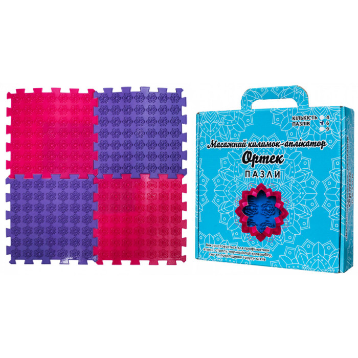 Масажний килимок-аплікатор Ортек Лотос Пазли 4 елемента, 26*26см, в кор.