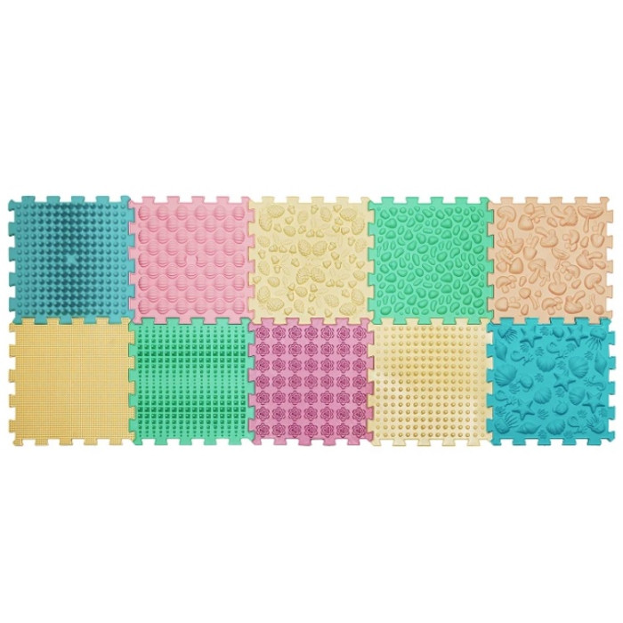 Масажний килимок «Ортек Мікс Пазли» 10 елементів ПАСТЕЛЬ