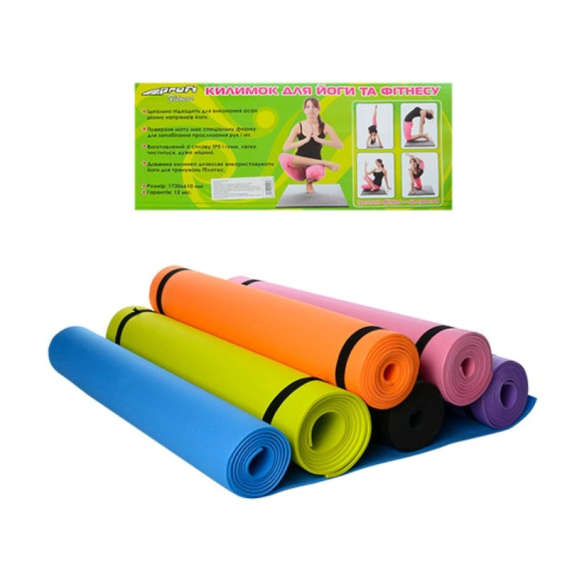 Йогамат EVA, 171-61см, товщ4мм, 6 кольорів, кул, 61-10-10см /24/