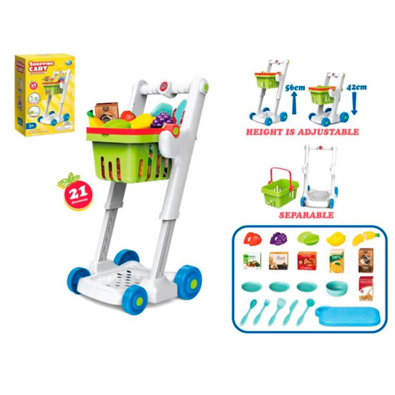 Возик супермаркет, 26-27-в42см/56см, продукти, посуд, 21пр, в кор-ці, 26-41,5-18см /12/