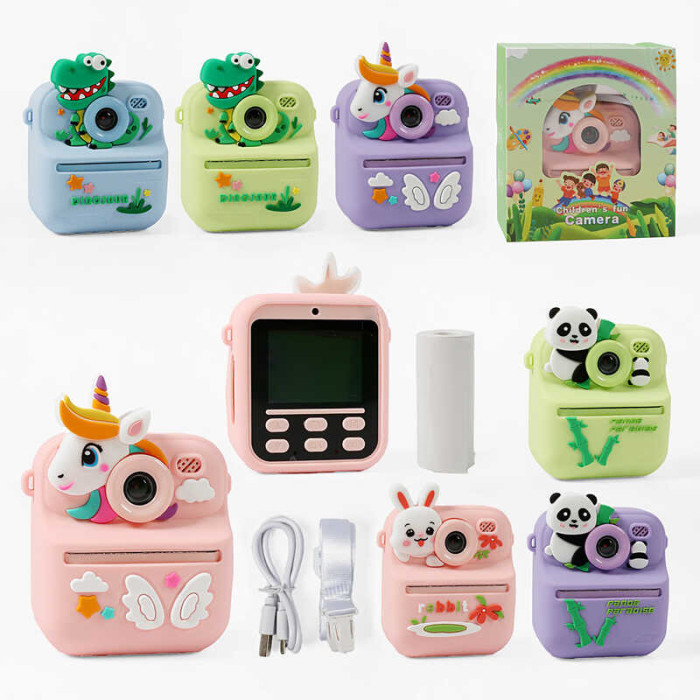 Фотоапарат-принтер кабель type-C, роз’єм для SD карти, фото, відео, ігри, фронтальна камера, термопапір, в кор,  МІКС ВИДІВ /50/