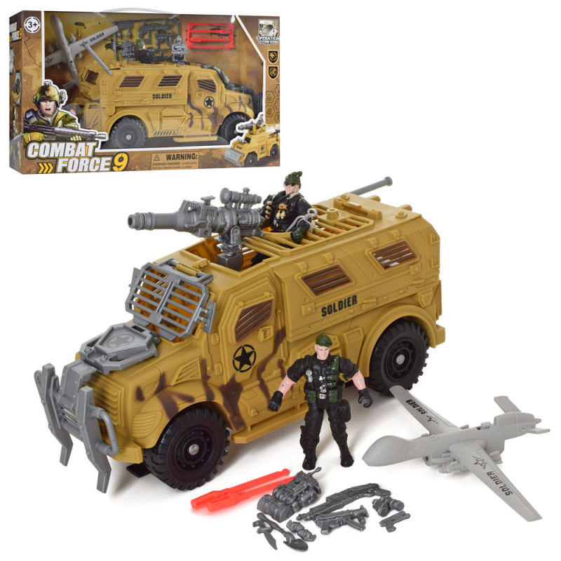 Набір з транспортом військовий джип 31см,літак 13,5см,солдати, в кор-ці, 43-25-12см /24/