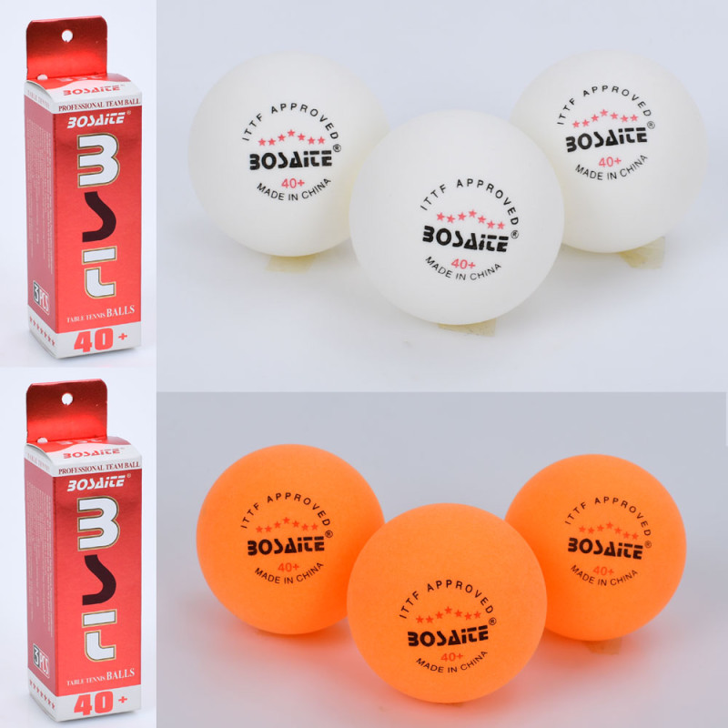 Тенісні кульки набір 3шт, 40мм+, 2 кольори, у кор-ці, 4-15-4см /120/