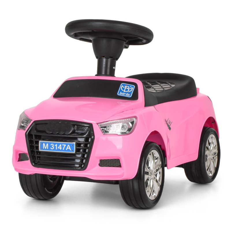 Каталка-толокар M 3147A-8 (1шт) багажик під сидінням,  EVAколес,муз., світло, бат., кор., 63,5-37-29 см,рожевий