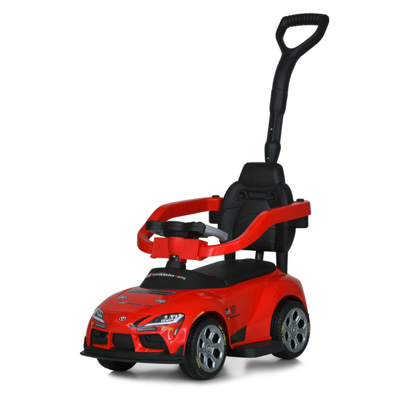 Машина M 6129EBLR-3 (1шт) 2,4G р/к, 3в1(каталка-толокар,батьк.ручка), 1акум6V4,5AH, 1мот25W, муз, св, шкіра, EVA, MP3, USB, TF, червоний