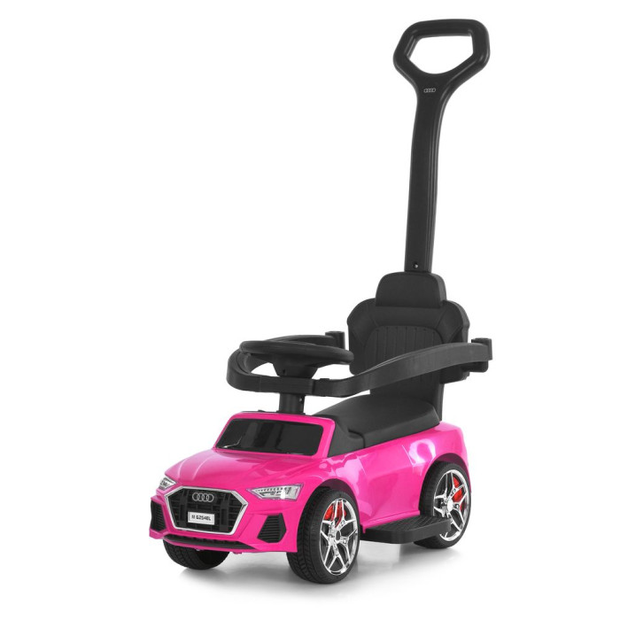 Каталка-толокар M 6254EL-8 (1шт) бат.ручка, муз, світло, шкіра, підсклянник, MP3, BLUETOOTH, рожевий