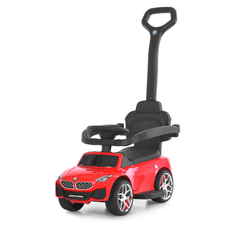 Каталка-толокар M 6253EL-3 (1шт) бат.ручка, муз, світло, шкіра, підсклянник, MP3, BLUETOOTH, червоний