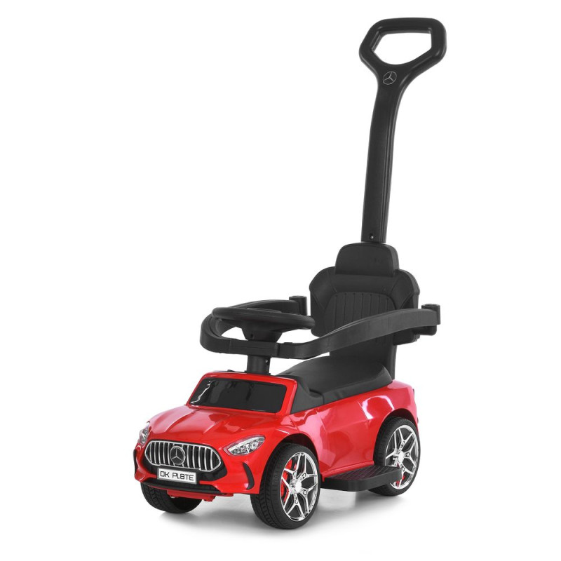 Каталка-толокар M 6255EL-3 (1шт) бат.ручка, муз, світло, шкіра, підсклянник, MP3, BLUETOOTH, червоний