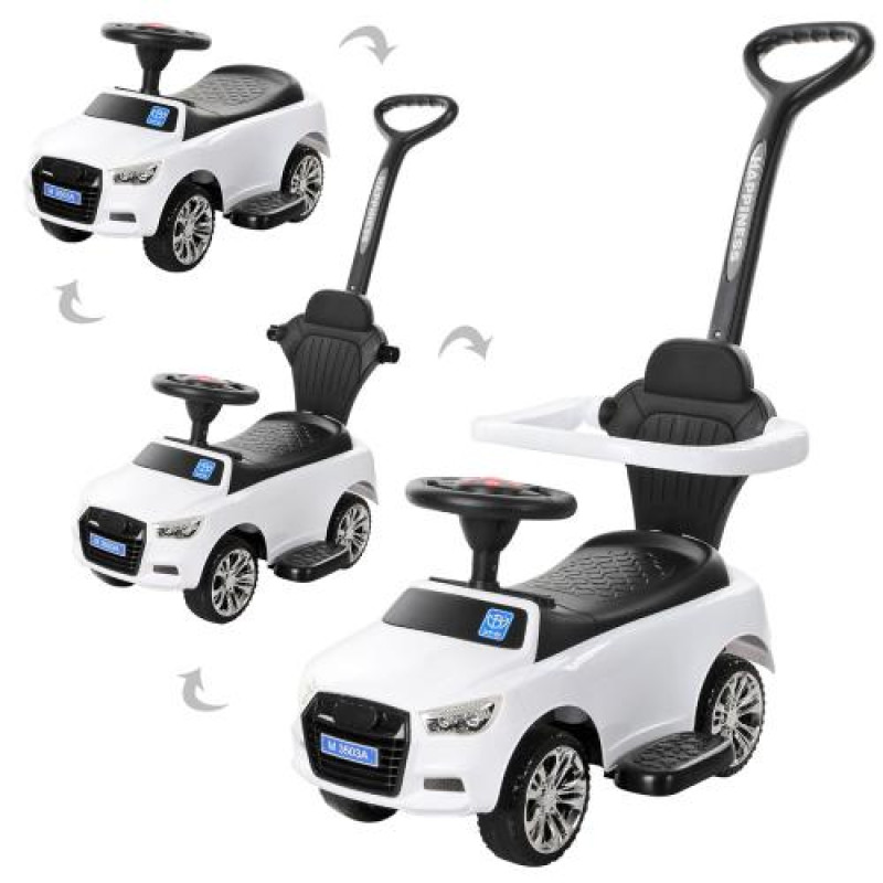 Каталка-толокар M 3503A-1 (1шт) 2в1(батьк.ручка),муз,св,MP3,підст.для ніг,на бат,89,5-44-90см, білий