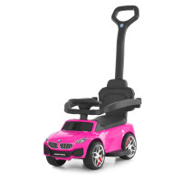 Каталка-толокар M 6253EL-8 (1шт) бат.ручка, муз, світло, шкіра, підсклянник, MP3, BLUETOOTH, рожевий