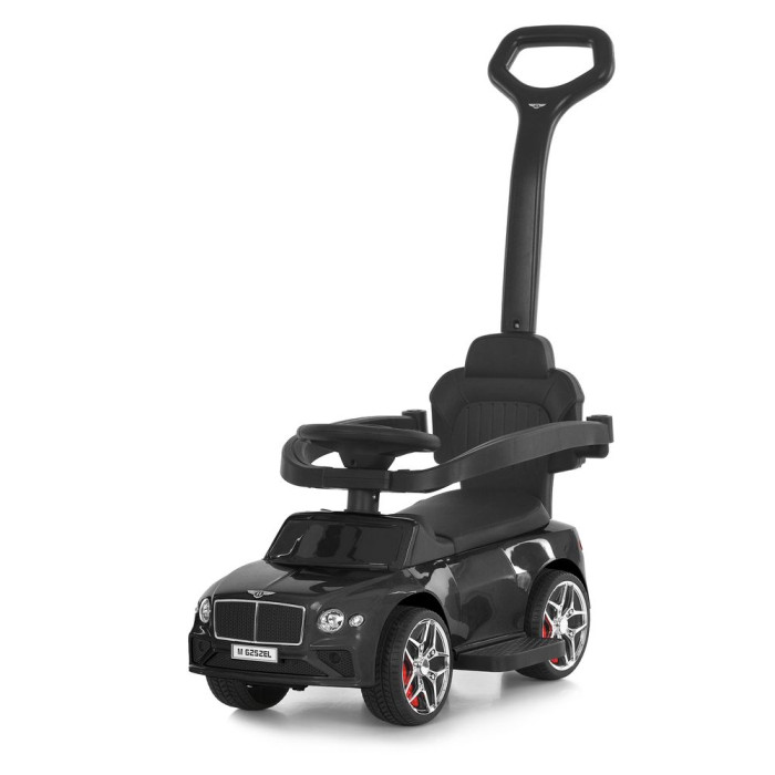 Каталка-толокар M 6252EL-2 (1шт) бат.ручка, муз, світло, шкіра, підсклянник, MP3, BLUETOOTH, чорний
