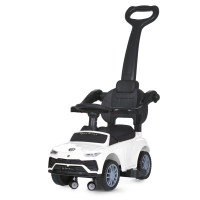 Каталка-толокар M 5044L-1 (1шт) батьк.ручка, музика, світло, шкірян.сидіння, білий