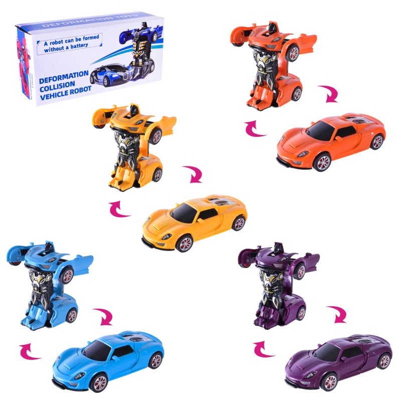 Робот 4кольори, трансформується у машину, кор. 23,5*6,5*4,5см /360-2/