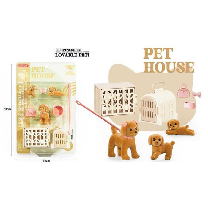 Улюбленці 3 тваринки, 2 переноски, мисочка, на листі 15*6*23 см /72/