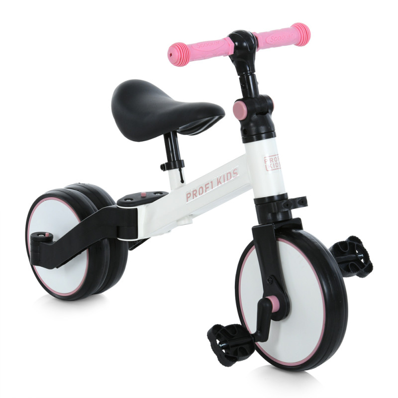 Велосипед-біговел дитячий PROFI KIDS 10/8д. MBB 1008 white pink (1шт) 3в1, 3 кол EVA,.сталева рама,вилка,склад.кермо,ексцентрик, біло-рожевий