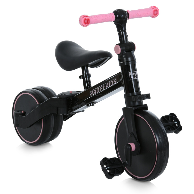 Велосипед-біговел дитячий PROFI KIDS 10/8д. MBB 1008 pink (1шт) 3в1, 3 кол EVA,.сталева рама,вилка,склад.кермо,ексцентрик, чорно-рожевий